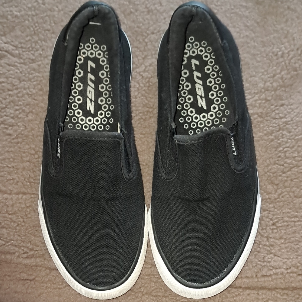 Lugz Womens Black Canvas Slip-Ons